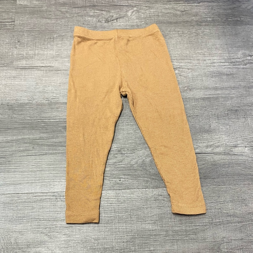 AVAUMA XS TAN RIB KNIT KIDS LEGGINGS
